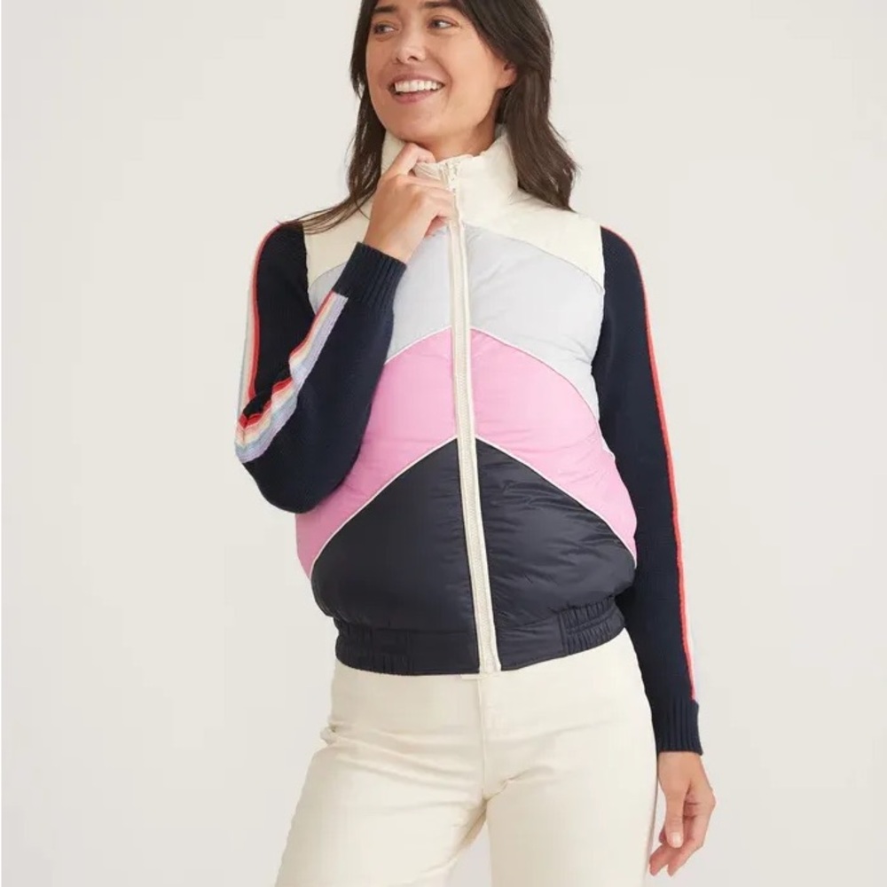 NWT Marine Layer Women’s Chevron Puffer Vest -Cream, Blue, Pink, Black Large